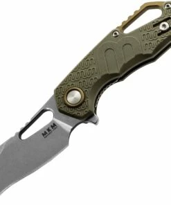 MKM - Maniago Knife Makers Isonzo Stonewash Hawkbill Blade, Gray FRN Handle, Green Aluminium Spacer