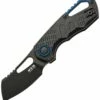 MKM - Maniago Knife Makers Isonzo Black Coated Cleaver Blade, Black FRN Handle, Blue Aluminium Spacer