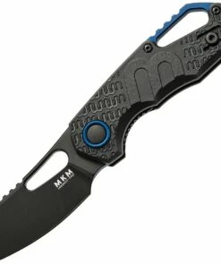MKM - Maniago Knife Makers Isonzo Black Coated Cleaver Blade, Black FRN Handle, Blue Aluminium Spacer