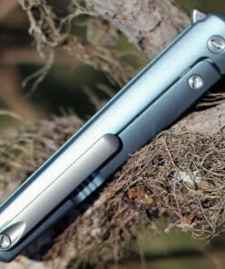 MKM - Maniago Knife Makers, Zieba Flame Flipper, FL01-TBSW, 2.9" Stonewashed Drop Point Blade, Blue Titanium Handle -Buck Knives Sales MKMFL01TBSW.1 48360.1612297825