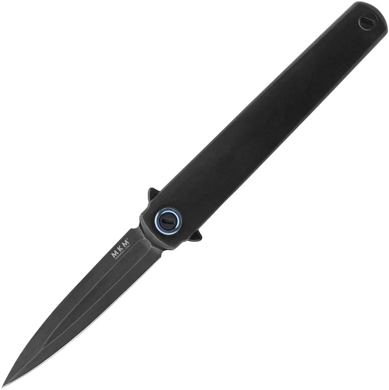 MKM - Maniago Knife Makers Zieba Flame Flipper, FL02-TDSW, 2.9" Black Stonewash Dagger, Black Titanium Handle 1 MKM - Maniago Knife Makers Zieba Flame Flipper, FL02-TDSW, 2.9" Black Stonewash Dagger, Black Titanium Handle