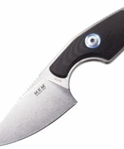 MKM - Maniago Knife Makers Mikro 1 Fixed Blade R01-GBK, 2" Bohler M390 Stonewashed Plain Blade, Black G-10 Handle