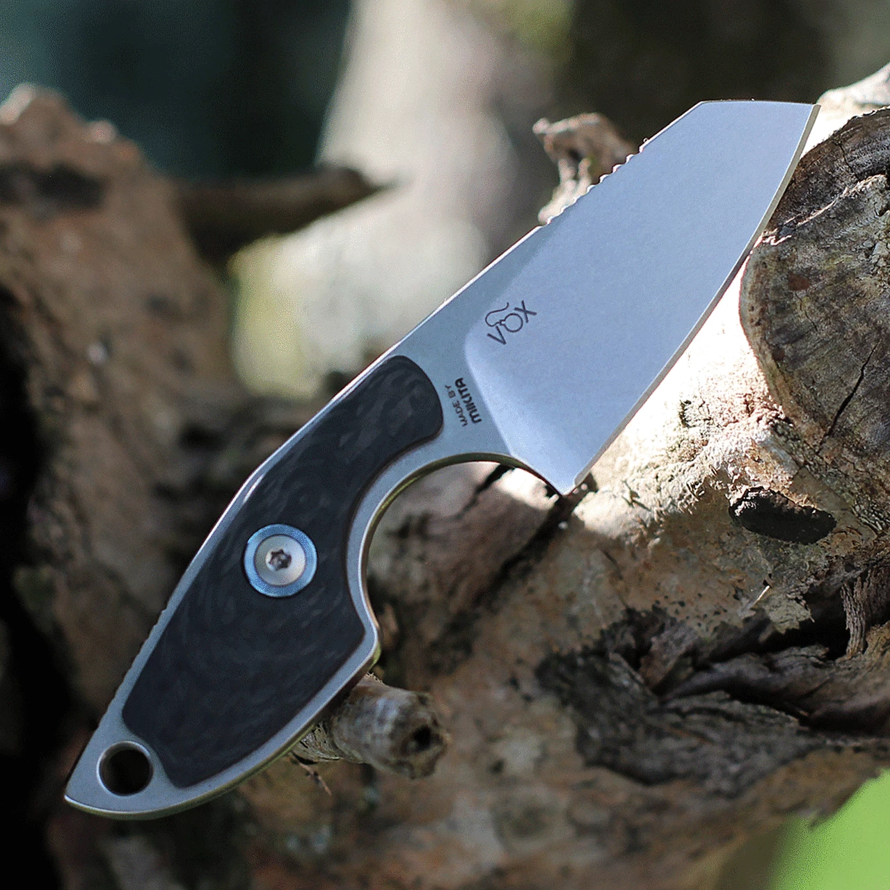 MKM - Maniago Knife Makers Mikro 2 Fixed Blade R02-CF, 2" Bohler M390 Stonewashed Plain Blade, Black Carbon Fiber Handle 2 MKM - Maniago Knife Makers Mikro 2 Fixed Blade R02-CF, 2" Bohler M390 Stonewashed Plain Blade, Black Carbon Fiber Handle - Image 2