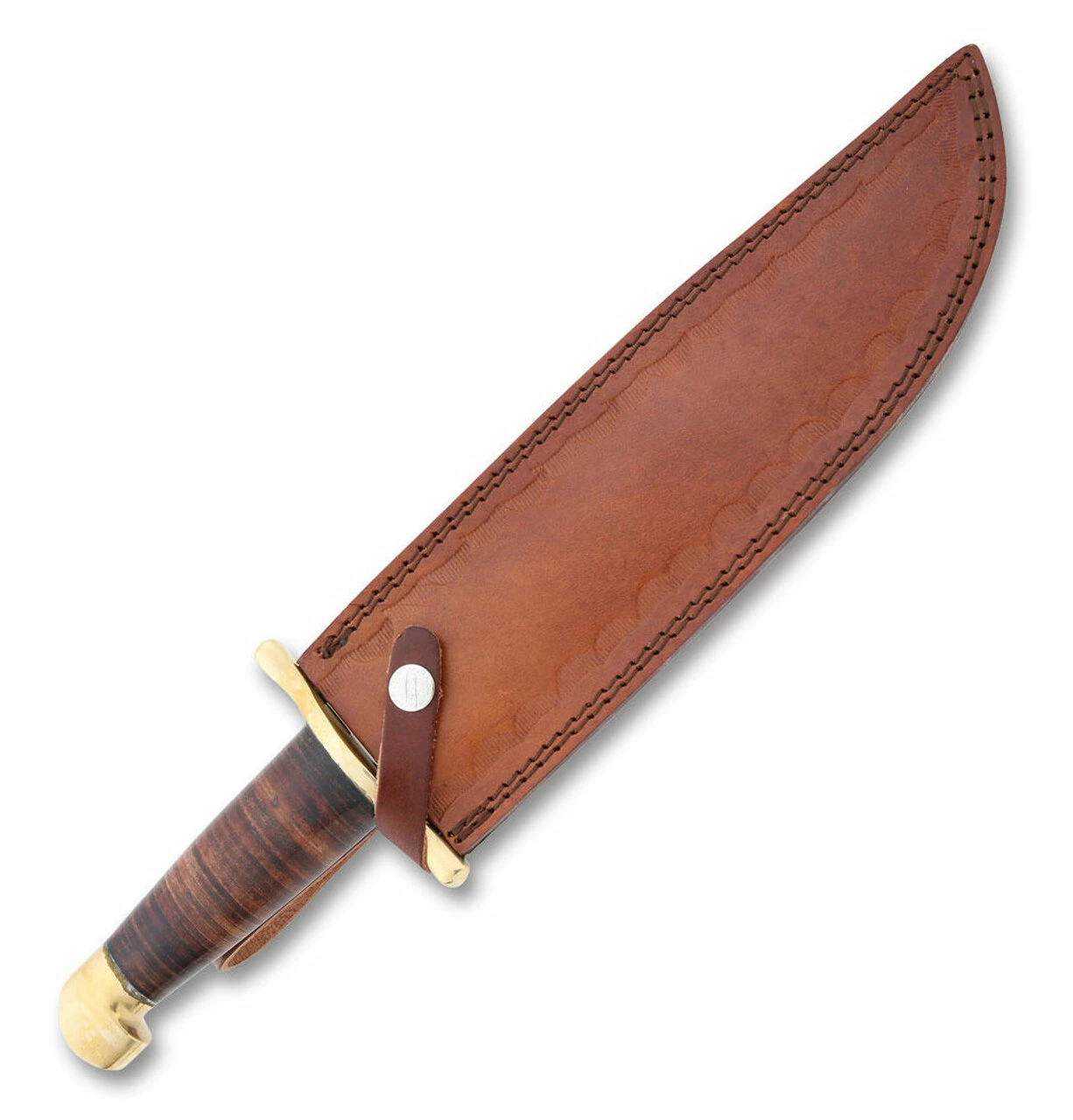 Marbles Bowie Knife MR555, 9.75" SS Clip Point Blade, Stacked Leather Handle 2 Marbles Bowie Knife MR555, 9.75" SS Clip Point Blade, Stacked Leather Handle - Image 2