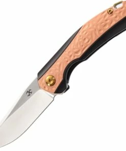 Kansept Knives K2007A3 Mini Accipiter, 2.9" CPM-S35VN Stonewashed Plain Blade, Titanium/ Copper Handle