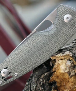 GiantMouse ACE Nimbus V2, 3.0" ELMAX Steel Satin Plain Blade, Green Canvas Micarta Handle -Buck Knives Sales NIMBUS V2 GRN MICARTA.3 93188.1615920767