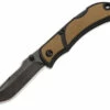 Outdoor Edge Small Chasm CHC-25C, 2.5" 8Cr13MoV Black Stonewash Plain Blade, Coyote Brown Zytel Handles