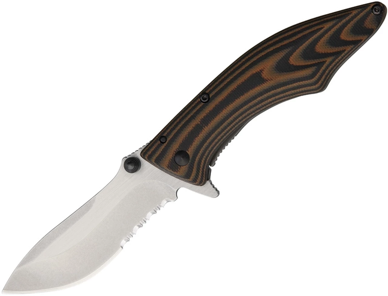 Outdoor Edge CQ-30S Small Conquer Framelock Knife, 3" Drop Point Serrated Blade, Brown Handle 1 Outdoor Edge CQ-30S Small Conquer Framelock Knife, 3" Drop Point Serrated Blade, Brown Handle