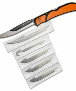 Outdoor Edge RazorBone Folding Knife RBB-20C, 6 Replaceable Blade Combo Set, Orange TPR Handles, Camo Nylon Sheath -Buck Knives Sales OERBB20 6 78261.1614030054