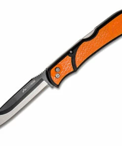 Outdoor Edge RazorBone Folding Knife RBB-20C, 6 Replaceable Blade Combo Set, Orange TPR Handles, Camo Nylon Sheath