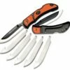 Outdoor Edge 3.5" Razorlite EDC RLB-30, 3.5" Japanese 420J2 Stainless Interchangeable Blades, Orange Grivory w/ Rubberized TPR Inserts Handle