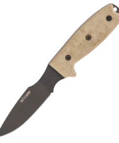 Ontario Rat-3 Caper - Tan Micarta (3.0" Blk Carbon Steel) 8663