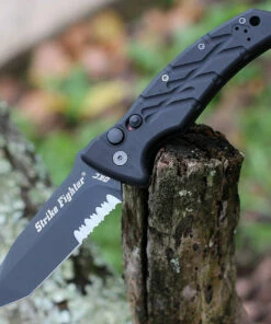 Ontario Strike Fighter SF-3 Automatic - Blk Alum. (3.8" 154CM Blk Serr. Tanto) 8742