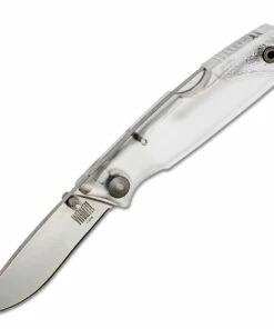 Ontario Knife Co. Wraith Ice Series - Clear Ice 8798CL, 2.6" AUS-8 Satin Recurved Plain Blade, Clear Plastic Handle