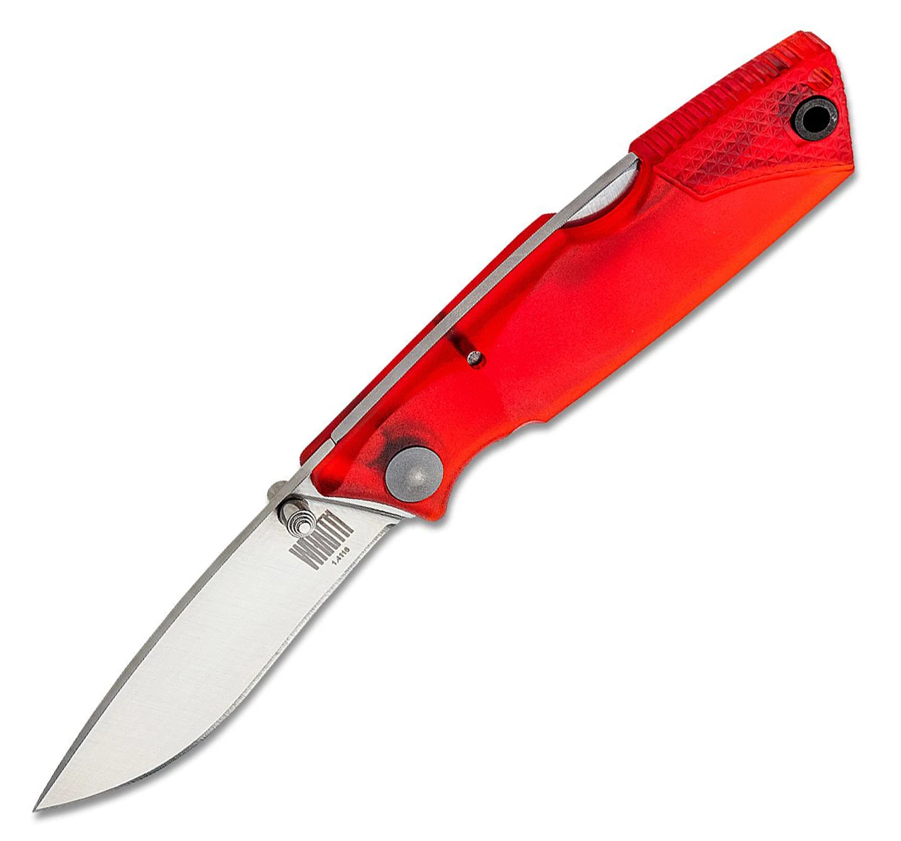 Ontario Knife Co. Wraith Ice Series - Ice Fire 78798RED, 2.6" AUS-8 Satin Recurved Plain Blade, Clear Red Plastic Handle 1 Ontario Knife Co. Wraith Ice Series - Ice Fire 78798RED, 2.6" AUS-8 Satin Recurved Plain Blade, Clear Red Plastic Handle