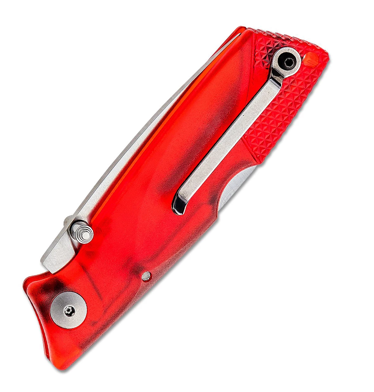 Ontario Knife Co. Wraith Ice Series - Ice Fire 78798RED, 2.6" AUS-8 Satin Recurved Plain Blade, Clear Red Plastic Handle 2 Ontario Knife Co. Wraith Ice Series - Ice Fire 78798RED, 2.6" AUS-8 Satin Recurved Plain Blade, Clear Red Plastic Handle - Image 2