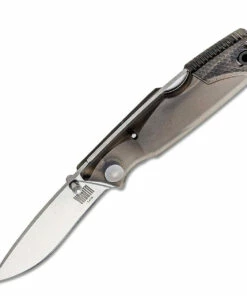 Ontario Knife Co. Wraith Ice Series - Smoke 68798SMK, 2.6" AUS-8 Satin Recurved Plain Blade, Clear Black Plastic Handle