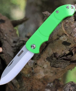 Ontario Knife Co. Traveler 8901GR, 2.25" Stainless Steel Satin Plain Blade, Green Plastic Handle