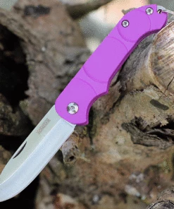 Ontario Knife Co. Traveler 8901PUR, 2.25" Stainless Steel Satin Plain Blade, Purple Plastic Handle