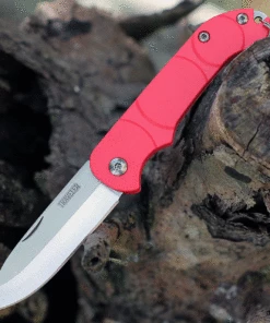 Ontario Knife Co. Traveler 8901RED, 2.25" Stainless Steel Satin Plain Blade, Red Plastic Handle