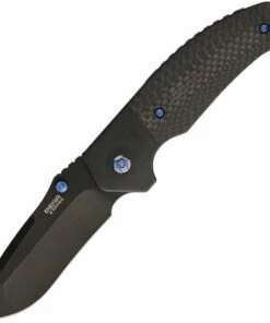 Pena Knives Mini Diesel Flipper PE15, 3.2" M390 Black Plain Blade, Black Carbon Fiber Handle