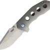 Pena Knives X-Series Rhino Flipper PE17, 3" M390 Satin Plain Blade, Gray Titanium Handle