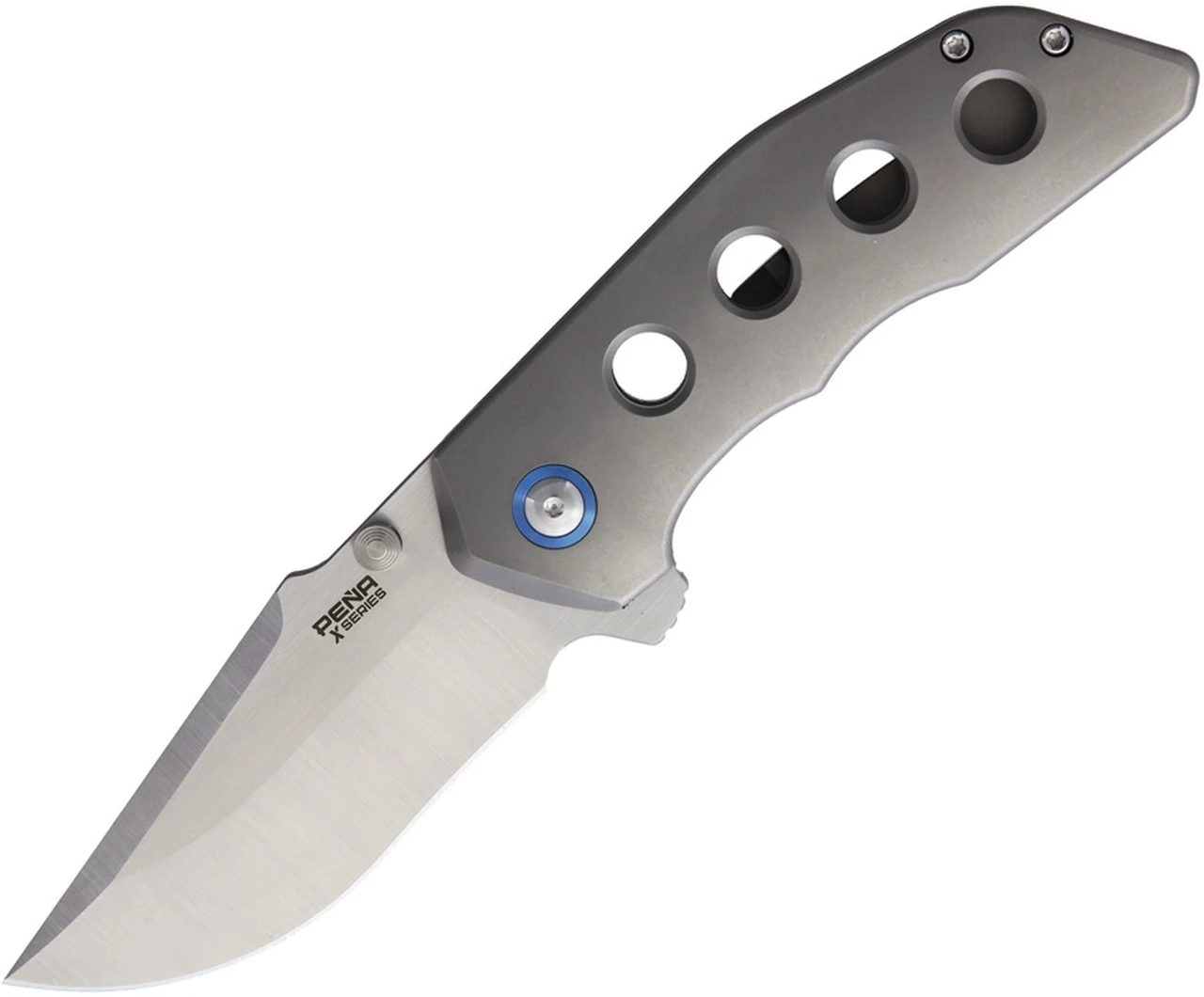 Pena Knives X-Series Rhino Flipper PE17, 3" M390 Satin Plain Blade, Gray Titanium Handle 1 Pena Knives X-Series Rhino Flipper PE17, 3" M390 Satin Plain Blade, Gray Titanium Handle