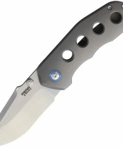 Pena Knives X-Series Rhino PE19, 3" M390 Satin Plain Blade, Gray Titanium Handle