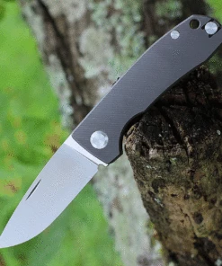 PMP Knives & Maxace Harmony PMP006, 3" Bohler M390 Stonewashed Drop Point Blade, Dark Gray Titanium Handles