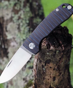 PMP Knives & Maxace Harmony PMP007, 3" Satin Bohler M390 Drop Point Blade, Flame Titanium Handles