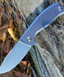 PMP Knives Big Boy Flipper - Blue Ti (3.65" 14C28N Satin) PMP023
