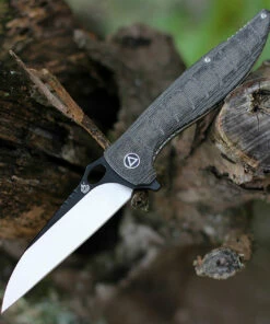 QSP Knife QSP Locust Lam. Flax Micarta (3.8" VG10 Black/Satin) QS117-B