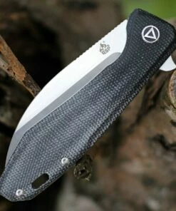 QSP Knife QSP Pelican Linerlock QS118-D2, 3.625" CPM S35VN Satin Wharncliffe Blade, Black Linen Micarta Handle -Buck Knives Sales QS118D2.3 87805.1603484207.1280.1280 35602.1603484613