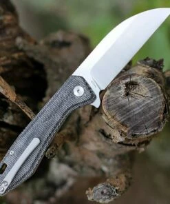 QSP Knife QSP Pelican Linerlock QS118-D2, 3.625" CPM S35VN Satin Wharncliffe Blade, Black Linen Micarta Handle -Buck Knives Sales QS118D2 17179.1603484207.1280.1280 00138.1603484614