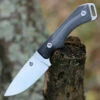 QSP Knife Workaholic Fixed Blade QS124B, 3.5" Bohler N690 Satin Plain Blade, Black Linen Micarta Handle