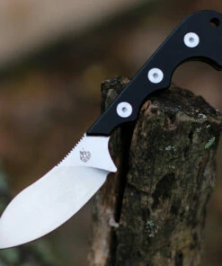 QSP Knife Neckmuk Neck Knife QS125-A, 2.875" D2 Plain Blade, Black G10 Handle