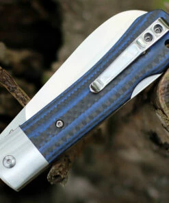 QSP Knife Worker Lockback QS128D, 3.5" Bohler N690 Satin Sheepsfoot Blade, Blue G10 & Carbon Fiber Handle -Buck Knives Sales QS128D.2 84969.1603811012