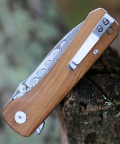 QSP Knife Hawk Linerlock QS131-B, 3.225" Damascus Plain Blade, Verawood Handle -Buck Knives Sales QS131B.2 68190.1603827575