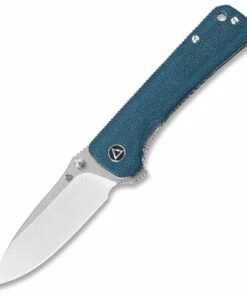 QSP Knife Hawk, QS131-I, 3.25" Sandvik 14C28N, Two-Toned Satin Blade, Blue Linen Micarta Handle