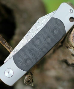 QSP Knife Falcon Slipjoint QS133-A, 3" Damascus Plain blade, Titanium Handle w/ Carbon Fiber Inlay -Buck Knives Sales QS133A.2 21400.1603918077