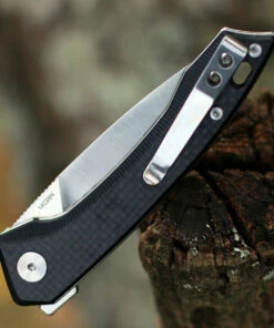 QSP Knife Leopard Linerlock CF QS135-A, 3.0" Sandvik 14C28N Satin Plain Blade, Carbon fiber overlay G10 -Buck Knives Sales QS135A.2 72067.1603914876