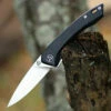 QSP Knife Leopard Linerlock CF QS135-A, 3.0" Sandvik 14C28N Satin Plain Blade, Carbon fiber overlay G10