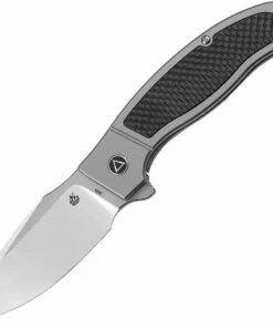 QSP Knife Legatus Frame Lock Flipper QS136-A, 3.50" Bohler M390 Drop Point Plain Blade, Titanium Handle with Carbon Fiber Inlay