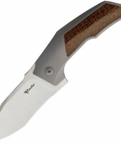 Reate Knives T3000 Framelock REA088, 3.0" M390 Satin Tanto Blade, Titanium w/Burlap Micarta Inlays