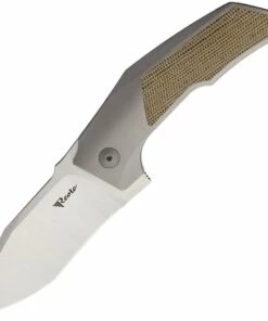 Reate Knives T3000 Framelock REA089, 3.0" M390 Satin Tanto Blade, Titanium w/Linen Micarta Inlays