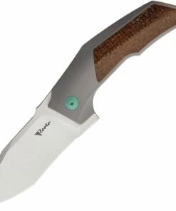 Reate Knives T3000 Framelock REA091, 3.0" M390 Satin Tanto Blade, Titanium w/Burlap Micarta Inlays
