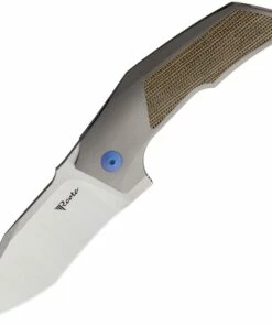 Reate Knives T3000 Framelock REA095, 3.0" M390 Satin Tanto Blade, Titanium w/Linen Micarta Inlays