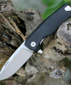 LionSteel ROK Aluminum-Black ROKABS, 3.27" M390 Stain Blade, Aluminum Handle