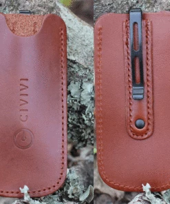 CIVIVI Knives CIVIVI Rustic Gent C914C, 2.97" D2 Satin Clip Point Blade, Tan Micarta Handle w/Carbon Fiber Bolster -Buck Knives Sales RUSTIC GENT SHEATH 20813.1621973166