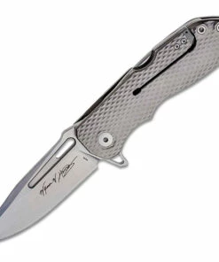 DPX Gear RYP Harsey Demo RPDMF001, 3.15" M390 Stonewashed Plain Blade, 3D textured Titanium Handles